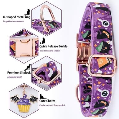 Faygarsle Stylish Bow Tie Collar for Small to Large Dogs - Cotton with Metal Buckle - Purple - Male or Female - Halloween & Fall - Image 3