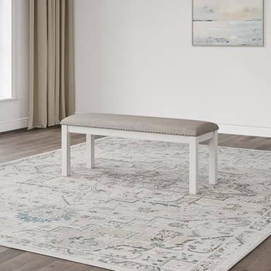 Signature Design by Ashley Robbinsdale Large Upholstered 48" W Dining Bench, Light Gray & White - Image 9