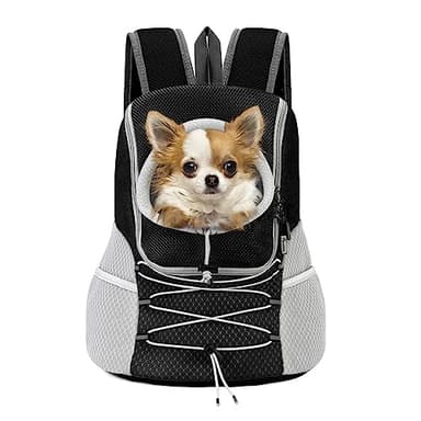 Pawaboo Pet Dog Carrier Backpack, Puppy Dog Travel Front Carrier for Small Medium Dogs Cats, Adjustable Breathable Dog Carrying Backpack with Safety Strips for Hiking, Walking (Black M Up to 10 lbs) - Image 1