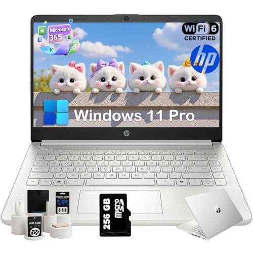 HP 2025 14 inch Everyday Laptop Computer for Student & Business - AI-Powered 1-Y Office 365 • Intel Quad-Core CPU • Ultra-Light • 16G RAM • 384G Storage (128G UFS+256G SD Card) • Win 11 Pro • Silver - Image 1