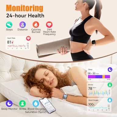 Gydom Smart Watch for Women with Diamond Jewelry Watchband, Alexa Built-in, IP68 Waterproof Fitness Tracker with Bluetooth Call, 1.8" Smartwatch with Heart Rate/SpO2/Sleep Monitor, 110+ Sports Mode - Image 2