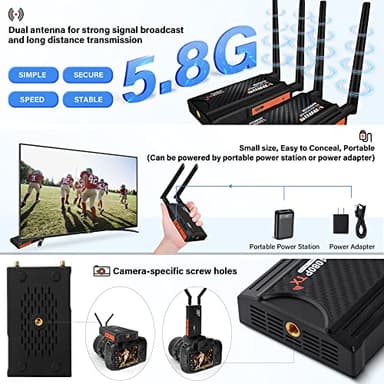 Wireless HDMI Transmitter and Receiver,250m(820ft) Wireless HDMI Extender Kit with Loop Out,2.4/5.8GHz 1080P Full HD for Streaming from DSLR,Laptop,Netflix,YouTube,PS4 to TV/Projector IR Support. - Image 2