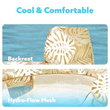 SLOOSH Inflatable Pool Noodle Chair,Pool Floats Chair Adult with Plant Pattern,Floating Water Hammock,Blow up Pool Noodles Rafts for Relaxing Swimming Party Summer Water Beach Lake Fun,Champagne - Image 4