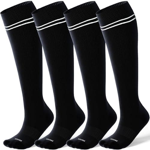 LEVSOX Viscose Made from Bamboo Compression Socks for Pregnant Women 20-30 mmHg Knee High Cute Funny Mens Supports Socks for Nurses, Medical, Travel and Flight, Black - Image 1