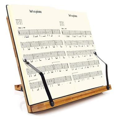 wishacc Bamboo Book Stand, Adjustable Book Holder Tray and Page Paper Clips-Cookbook Reading Desk Portable Stable Hard-Wearing Lightweight Bookstand-Textbooks Books - Image 7