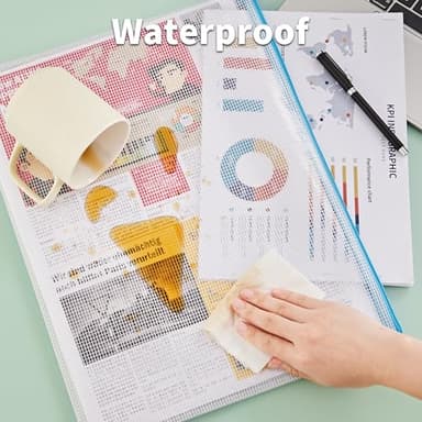 JARLINK A3 (16.5x12.6 in, 12 Pcs) Mesh Zipper Pouch, 12 Colors Extra Large Zipper Bags, Waterproof File Pouches for Office Supplies, Puzzles, Board Game, School, Travel Accessories & Craft Projects - Image 6