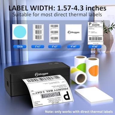 Mvgges Shipping Label Printer Bluetooth, 4X6 Thermal Label Printer for Shipping Packages, Support Windows, Mac, iOS, Android, Used for Amazon, Ebay, UPS, USPS, Shopify - Image 3