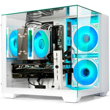 Gaming PC Desktop Computer - Ryzen 5 5600, Radeon RX 6500XT 4GB, 16GB DDR4 RAM, 1TB NVME SSD, Prebuilt Tower Computer (White) - Image 1