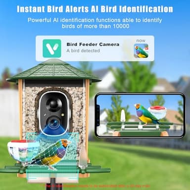Smart Bird Feeder with Camera with AI Identify Birds Species & Solar Panel, WiFi Birdfeeder with Cam, 2K Live View, Chew-Proof & Waterproof Design, Real-Time App Alerts, Gift for Bird Lovers, Green - Image 3