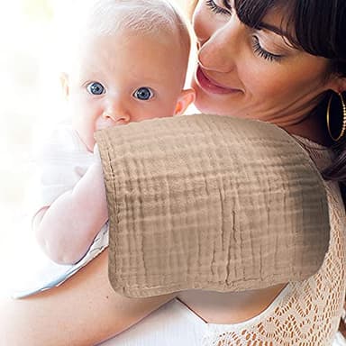 Yoofoss Muslin Burp Cloths for Baby 10 Pack 100% Organic Cotton Baby Washcloths for Boys Girls Large 20''X10'' Super Soft and Absorbent Brown - Image 3