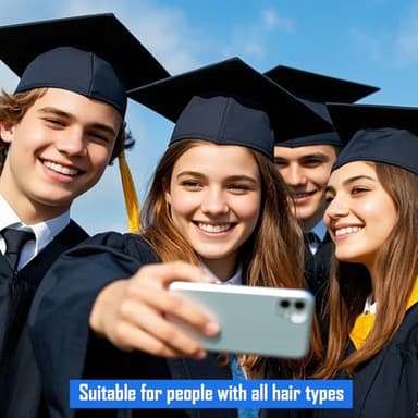 AKAZA 2 Pack Graduation Cap Headband, Firm Anti-fall Hair Band for Graduation Cap, Hat Accessories for Graduates (Black, round) - Image 3