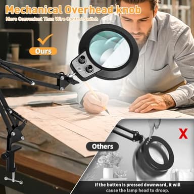 12X Magnifying Glass with Light, Any Color Modes & Stepless Dimming Brightness LED Magnifying Lamp with Clamp, Adjustable Arm Hand Free Lighted Magnifier for Craft Reading Repair Workbench Hobby - Image 2