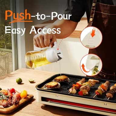 TrendPlain 16oz/470ml Glass Olive Oil Sprayer for Cooking – 2 in 1 Olive Oil Dispenser Bottle for Kitchen Gadgets and Air Fryer Accessories, Salad, BBQ - White - Image 4