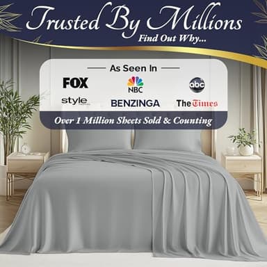 DECOLURE 100% Viscose Derived from Bamboo Sheets Twin Size 3pcs - Ultra Soft & Luxuriously Cooling, 17" Deep Pocket, Double Stitching, Perfect for Hot Sleepers - Twin Bed Sheets (Light Grey) - Image 6