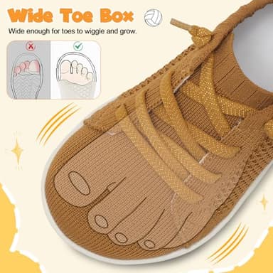 LeIsfIt Toddler Wide Shoes Girls Boys Barefoot Shoes Kids Zero Drop Minimalist Sneakers Breathable Slip on Tennis Sneakers Brown 8 Toddler - Image 2