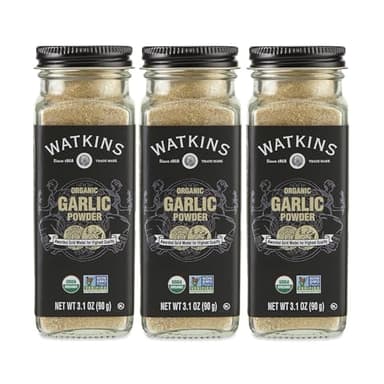 Watkins Gourmet Organic Spice Jar, Garlic Powder, 3.1 Ounce Jar, 3 Count - Image 1