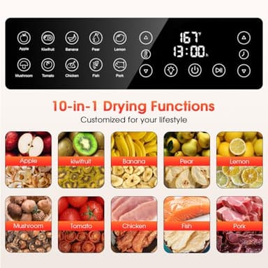 Food Dehydrator for Jerky, 12-Trays Stainless Steel Digital Food Dryer Machine for Home,10 Presets, 48H Timer and Temperature Control, 850W Dehydrators for Food and Jerky, Dog Treats,Meats & Veggies - Image 3