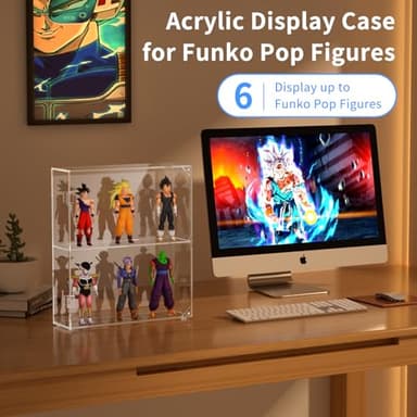 AITEE Acrylic Display Case, Clear Display Case for Funko Pop Figures, 2 Layer Wall Mounted or Desktop Dustproof Display Cabinet Shelf for Collectibles,Mini Toys,Rock, Amiibo - Image 5