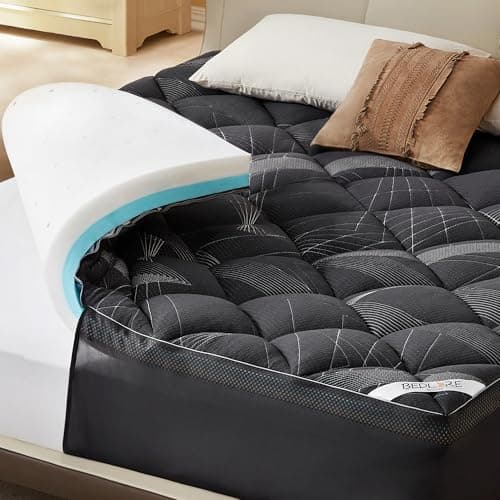 Bedlore 4-Inch Queen Mattress Topper for Back Pain - Dual Layer Medium Support (2" Gel Memory Foam + 2" Cooling Fluffy Pillow Top Pad), Breathable & Pressure Relief (Gray) - Image 1