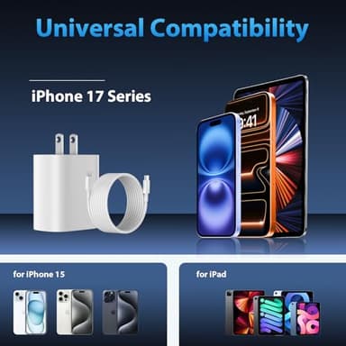 iPhone 17 16 15 Charger Fast Charging Type C Chargers USB C Fast Charger Block & iPhone 17 Charger Cord 10FT Long USB C Charging Cable for iPhone 17/17 Pro/17 Pro Max/Air/iPhone 16 15 Pro Max,iPad Pro - Image 5