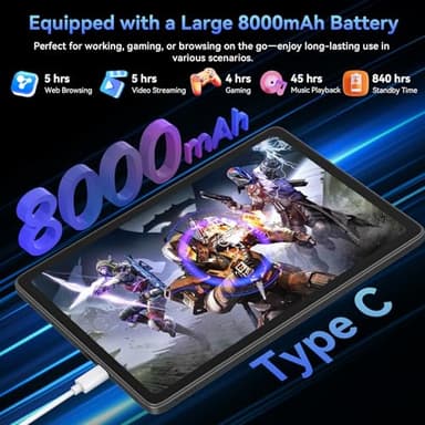 Tablet 2025 World's First Android 16 Tablet with Gemini AI, 11 Inch FHD Display, 24GB RAM 128GB ROM /2TB TF, T7250 CPU+13MP Camera, 8000mAh, Widevine L1, 2 in 1 Tablets with Keyboard Mouse Stylus - Image 6