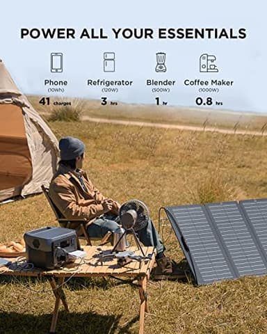 EF ECOFLOW RIVER 2 Max Solar Generator 512Wh Long-life LiFePO4 Portable Power Station& 160W Solar Panel for Home Backup Power, Camping & RVs 100% Charged in 60m with 3000+ Cycles & Up to 1000W Output - Image 3