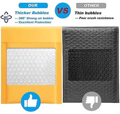 Axidou Kraft Bubble Mailers 8.5x12 Inch 200 Pack, Tear Resistant Padded Envelopes, Thick Self Sealing Bubble Envelopes, Suitable for Small Businesses, Shipping, Mailing, Packaging, Yellow - Image 3