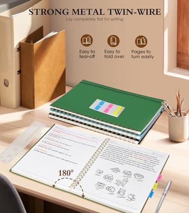 Spiral Notebook Journal 8.5” x 11”, A4 Large Notebooks for Women Men, College Ruled Lined Journal, 100 GSM Paper, Hardcover Spiral Bound Journals for Work School Writing Note Taking Business, Green - Image 6
