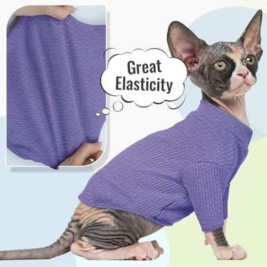 DENTRUN Sphynx Hairless Cats Shirt Pullover Kitten T-Shirts, Breathable Cat Wear Turtleneck Sweater Adorable Cat's Clothes Vest Pajamas Jumpsuit - Image 5