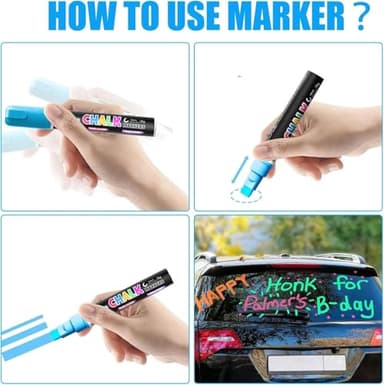 Window Chalk Markers for Cars Glass Washable, 10 Colors Jumbo Liquid Chalk Marker Pens with 10mm 3 in 1 Nib Wide Tips, Big Chalkboard Markers Car Window Paint Pens for Auto, Bistro, Mirror, Poster - Image 7