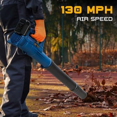 Cordless Leaf Blower for Dewalt 20V Battery, 400 CFM Electric Leaf Blower with 130-MPH, Copper Motor & Turn on Hold Mode, Built-in Protection for Lawn Care (NO Battery) (Yellow) - Image 3