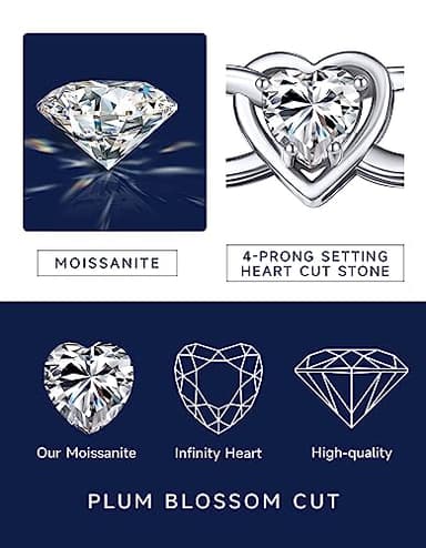 MomentWish Love Heart Bracelet, 1Carat Moissanite Bracelet for women, D Color VVS1 Moissanite 925 Sterling Silver Charm Bracelets - Image 5