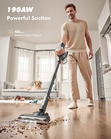 MIUZZY 48kPA Cordless Vacuum Cleaner, 190AW Powerful Suction, Max 60min Runtime, 4000mAh Large Battery, Anti Hair Wrap Stick Vacuum, Vacuum Cleaners for Home, Pet Hair, Hard Floors and Carpets, Cars - Image 2