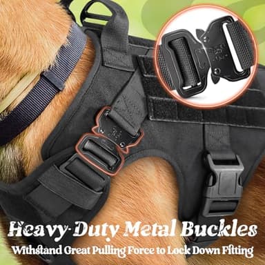 rabbitgoo Tactical Dog Harness Medium Sized, Heavy Duty Pet Harness with Handle, No-Pull Service Vest Medium Breed, Adjustable Military Dog Vest for Training Hunting Walking, Black, M - Image 3