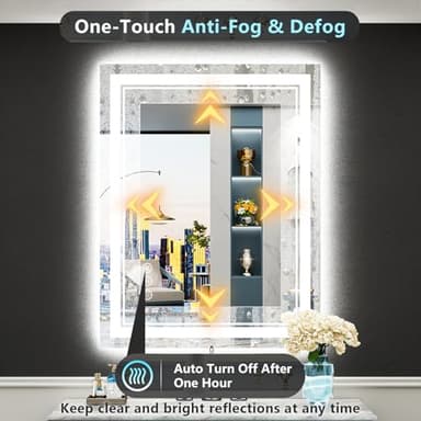AWANDEE 24x30 LED Bathroom Mirror with Lights, Backlit & Front Lit, Anti-Fog Lighted Vanity Mirror for Bathroom Wall, 3 Colors, Dimmable, Memory, HD Tempered Glass, Shatter-Proof, Horizontal/Vertical - Image 5