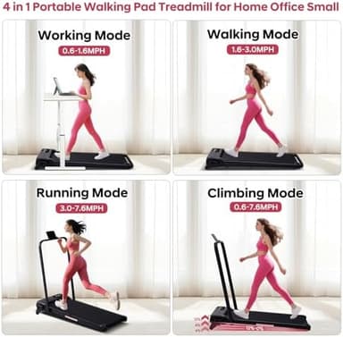 Folding Foldable Walking Pad Treadmill with Handle Bar and Adjustable Incline, 3.5HP Portable Electric Treadmills with Handles for Home Small, Home Treadmills with Incline, 0.6-7.6MPH, 350LBS - Image 3