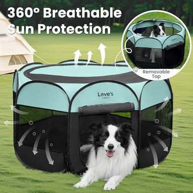 Love's cabin Pet Puppy Dog Playpen, Medium Dog Tent Crates Cage Indoor/Outdoor, Portable Playpen for Cat, Foldable Pop Up Dog Kennel Playpen with Carring Case, Removable Zipper Top, Green - Image 9