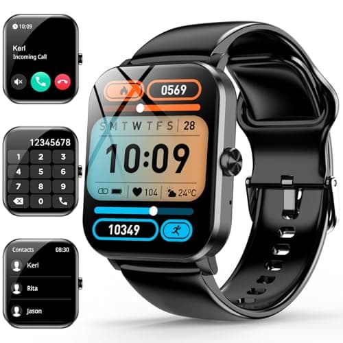 Smart Watch, 1.85" Smartwatch for Men Women (Answer/Make Call), Heart Rate, Sleep Monitor, Pedometer, 120+ Sport Modes Activity Tracker, IP68 Waterproof Fitness Watch for Android iOS (Black) - Image 1