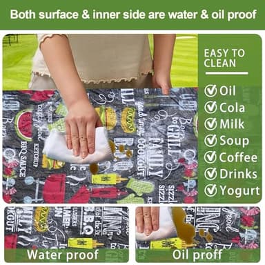 XUANQIFC Picnic Table Cover with Bench Covers, 3 Pcs 72" Outdoor Waterproof Tablecloth with Elastic Edges and Flannel Backing Rectangle Tablecloth for RV BBQ Camping 6 Foot Tables (Black 72" x 30") - Image 3