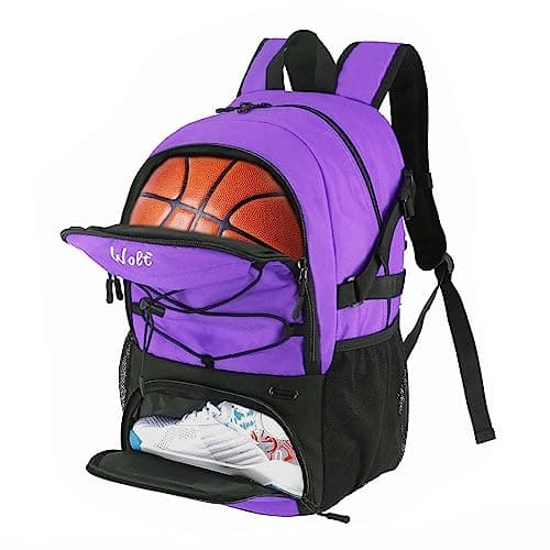 WOLT | Basketball Backpack Large Sports Bag with Separate Ball Holder & Shoes Compartment, Best for Basketball, Soccer, Volleyball, Swim, Gym, Travel (Purple) - Image 1