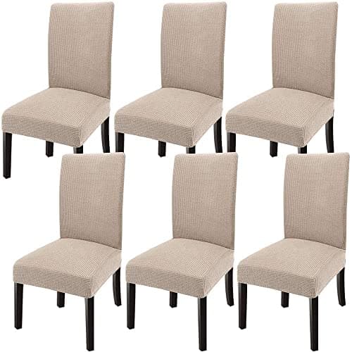 GoodtoU Chair Covers for Dining Room 6 Pack, Stretch Parson/Dining Chair Slipcover Removable Washable Chair Protector for Home/Restaurant/Banquet,Forros para Sillas de Comedor(Sand, Set of 6) - Image 1