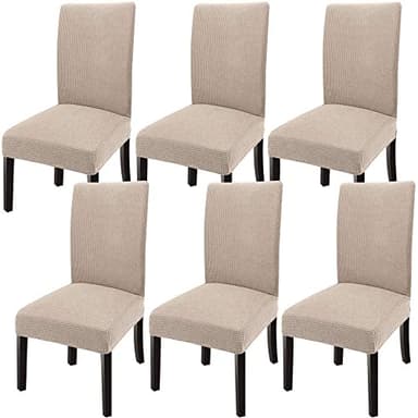 GoodtoU Chair Covers for Dining Room 6 Pack, Stretch Parson/Dining Chair Slipcover Removable Washable Chair Protector for Home/Restaurant/Banquet,Forros para Sillas de Comedor(Sand, Set of 6) - Image 1