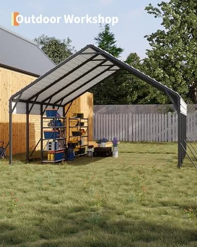 Garveelife 20'x20'x13' Metal Carport for 2 Cars, Heavy Duty Steel Frame for All Weather, Permanent Shelter for Boats, Full-Sized Pickup Trucks, and Tractors, N.W. 800 Lbs - Image 9