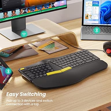 Nulea Wireless Ergonomic Keyboard, Split Keyboard with Wrist Rest, USB-C Charging, 7-Color Backlight, Natural Typing, Bluetooth and USB Connectivity, Compatible with Windows/Mac - Image 7