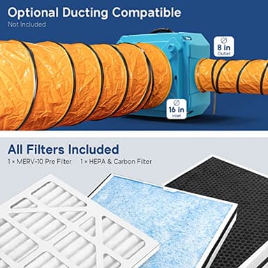 ALORAIR Air Scrubber with 3 Stage Filtration, Stackable Negative Air Machine for Industrial and Commercial Use, Heavy Duty Air Cleaner with MERV-10 Filter, HEPA/Activated carbon Filter, Blue - Image 8