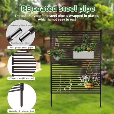 Outdoor Privacy Screens - Length: 43in, Height: 59in, Fence Privacy Screen, Freestanding Horizontal Fence, Metal Material, Anti-Corrosion and Weatherproof, Suitable for Outdoor Garden Courtyard - Image 3