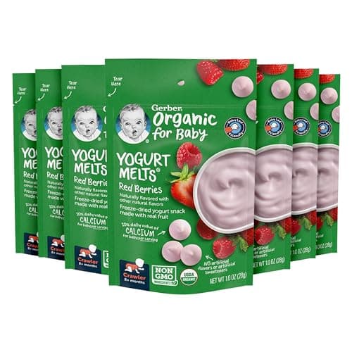 Gerber Baby Snacks Organic Yogurt Melts, Red Berries, 1 Ounce (Pack of 7) - Image 1