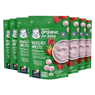 Gerber Baby Snacks Organic Yogurt Melts, Red Berries, 1 Ounce (Pack of 7) - Image 1