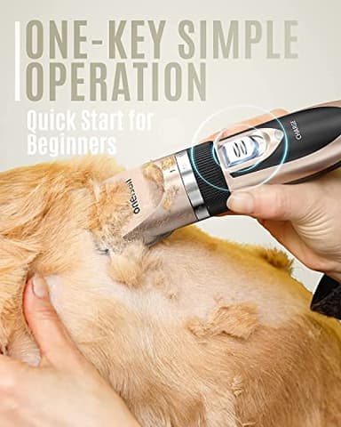 oneisall Dog Clipper Low Noise, Dog Grooming Kit with Rechargeable, Pet Shaver Cordless Electric Quiet Hair Clipper Set for Dogs Cats Pets(Gold) - Image 4
