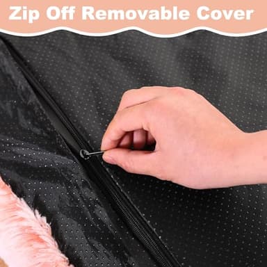 Bedfolks Waterproof Dog Crate Bed, Plush With Removable Washable Cover, Faux Fur Pad for Small Dogs and Cats, Fluffy Kennel 21"x13", Pink - Image 4